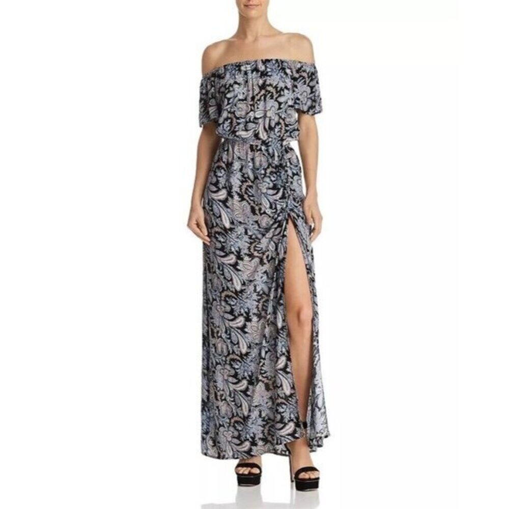 Aqua Dress Paisley Print Off the Shoulder Maxi Dress SZ XS NWT